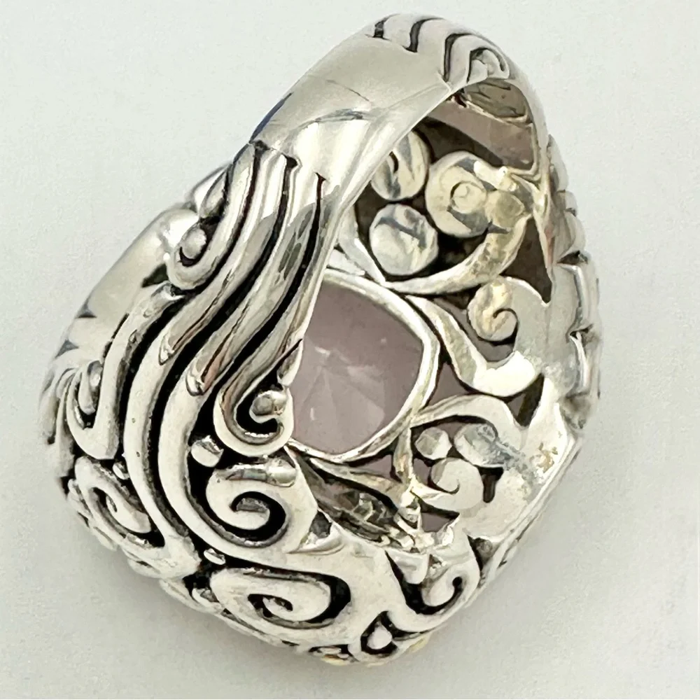 Robert Manse Bali Designs Bold Cushion Cut Pink Chalcedony Ring Size 7